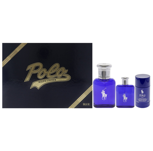 POLO BLUE(M)(H/B)(LI FREE)3PC SET(4.2oz edt sp,1.36oz edt sp,2.6oz Deo Stick)Refillable